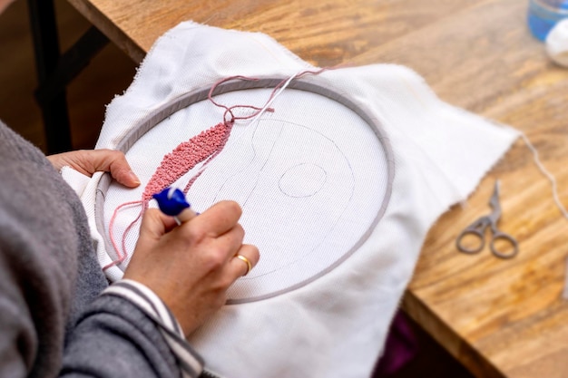 Osoba haftująca wzór